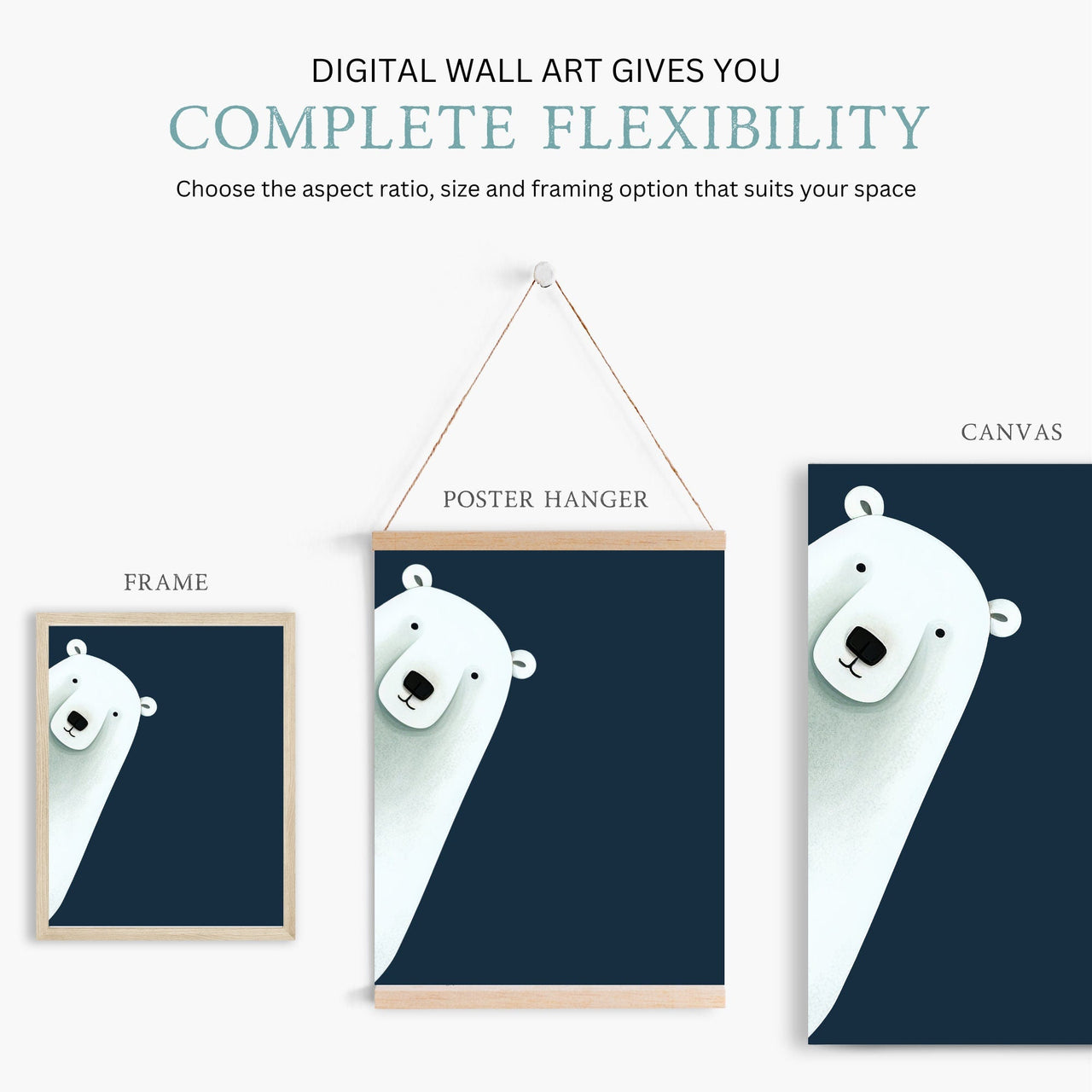 Polar Bear Wall Art – Animal Boys Room Print • Set of 2