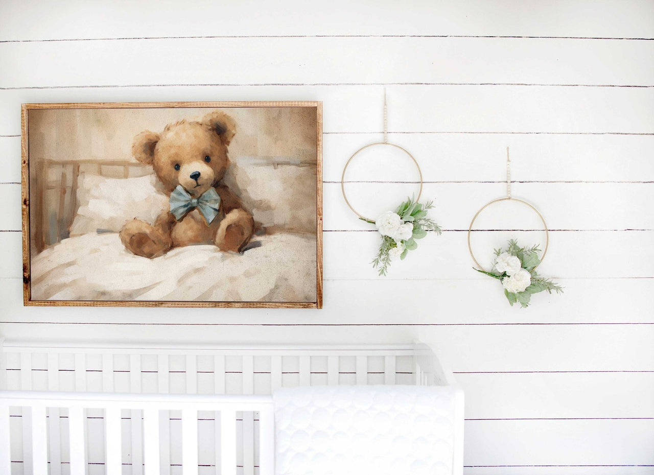 Vintage Teddy Bear Wall Art – Animal Nursery Print