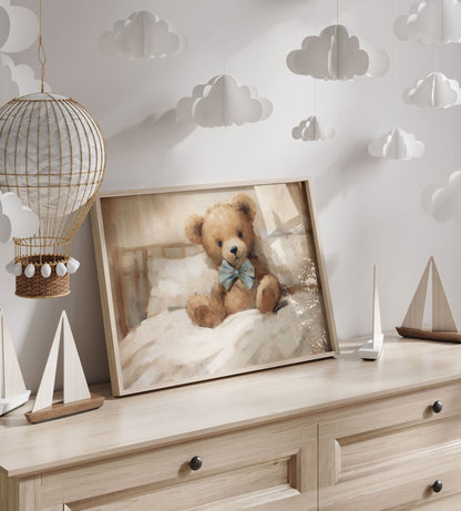 Bear Nursery Decor, Vintage Teddy Bear Print, Rustic Baby Room Art - WildfieldPrints