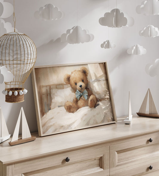 Bear Nursery Decor, Vintage Teddy Bear Print, Rustic Baby Room Art - WildfieldPrints