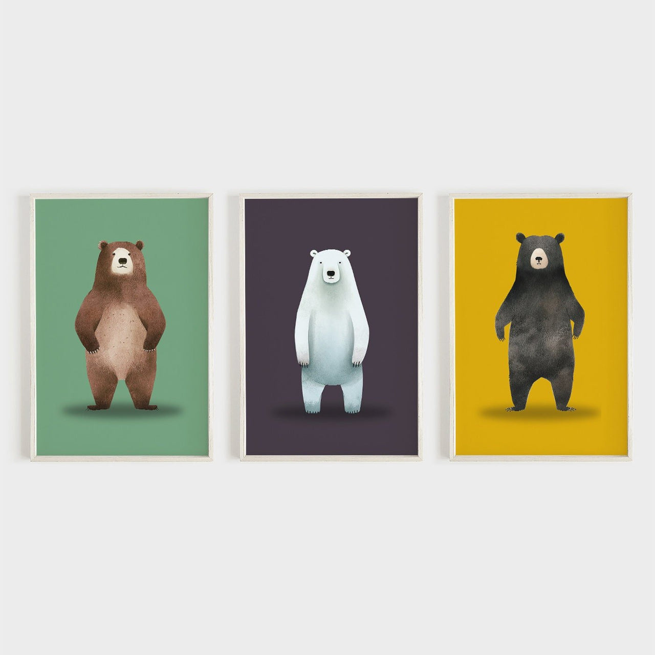 Bear Wall Art – Woodland Kids Room Decor • Set of 3