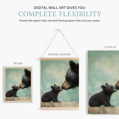 Bear Nursery Print, Vintage Animal Wall Decor, Cute Kids Room Art - WildfieldPrints