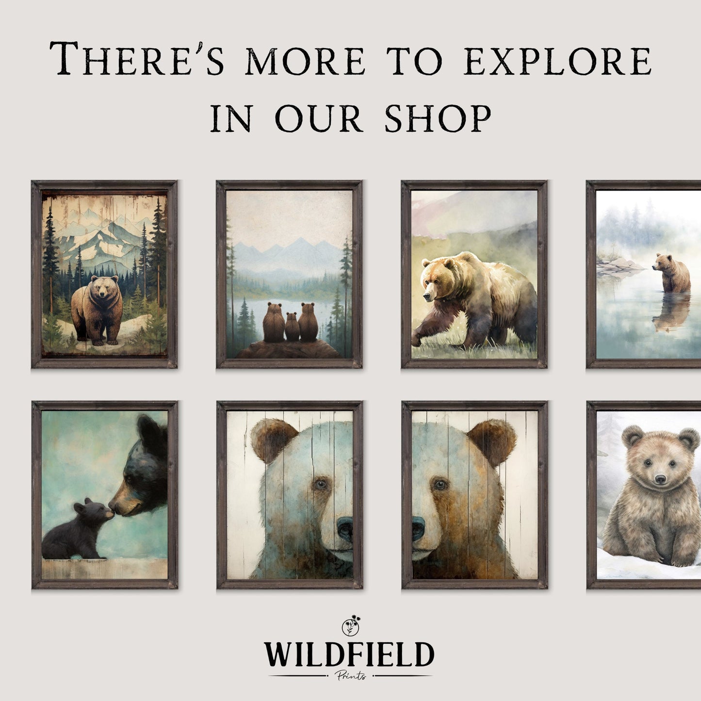 Bear Nursery Print, Vintage Animal Wall Decor, Cute Kids Room Art - WildfieldPrints