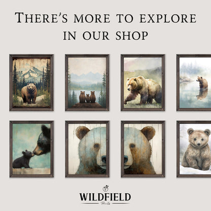 Bear Nursery Prints, Unique Vintage Wall Art for Kids, Polar & Brown Bear - WildfieldPrints