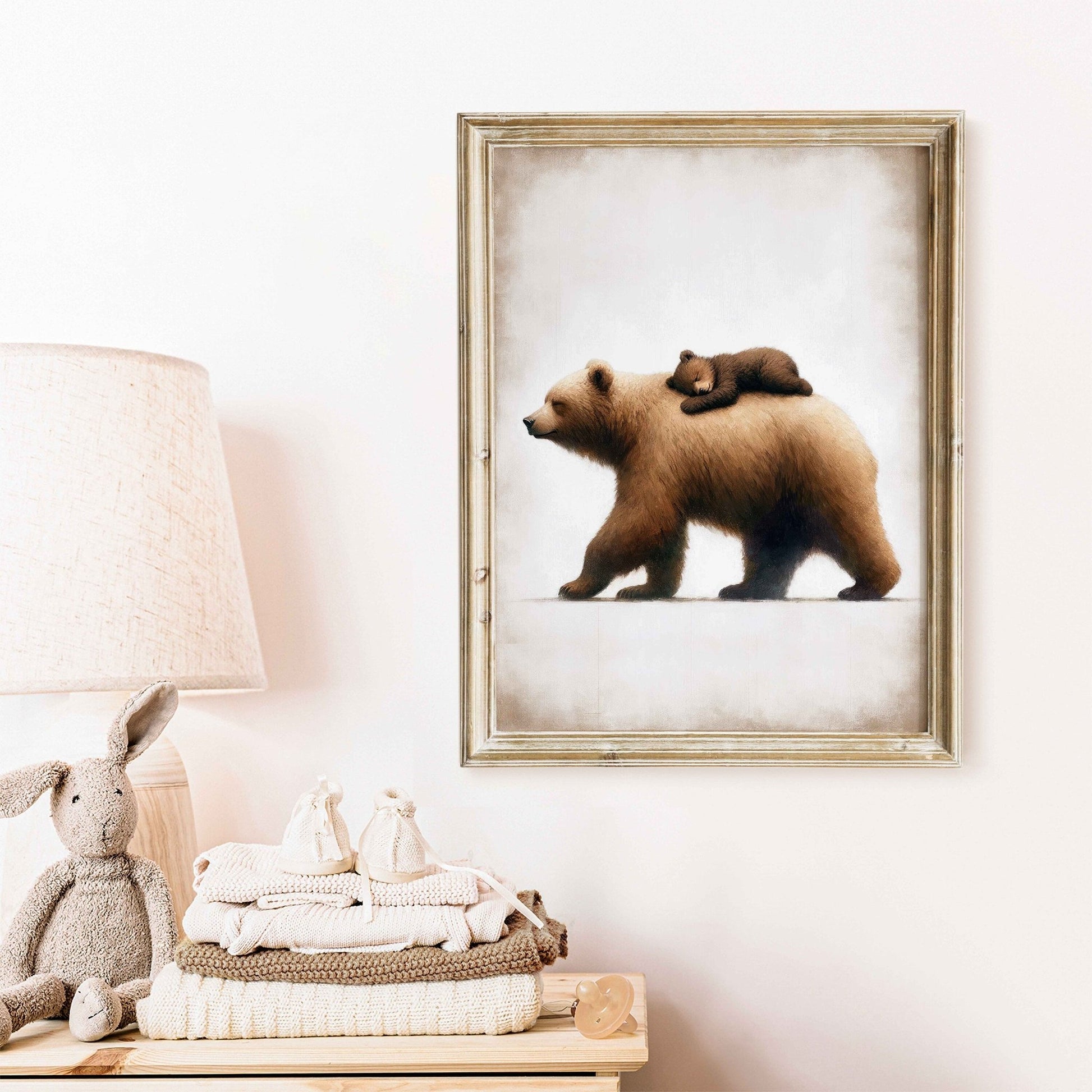 Bear Nursery Wall Art, Forest Animal Decor, Cute Bear Print, Rustic Style - WildfieldPrints