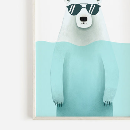 Bear Nursery Wall Art, Minimalist Watercolor Decor, Snorkeling & Sunbathing - WildfieldPrints