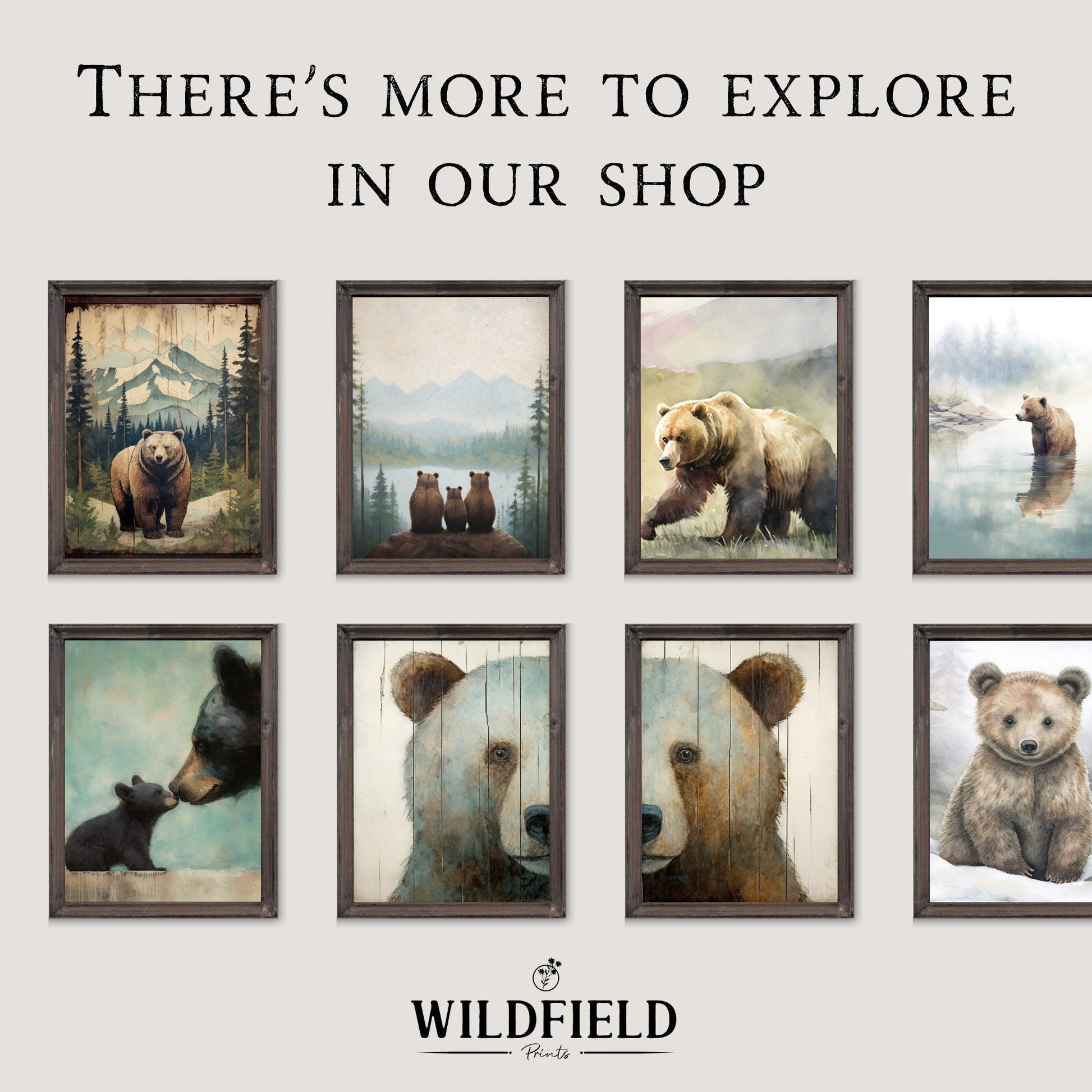 Bear Nursery Wall Art, Watercolor Forest Decor for Kids Room - WildfieldPrints