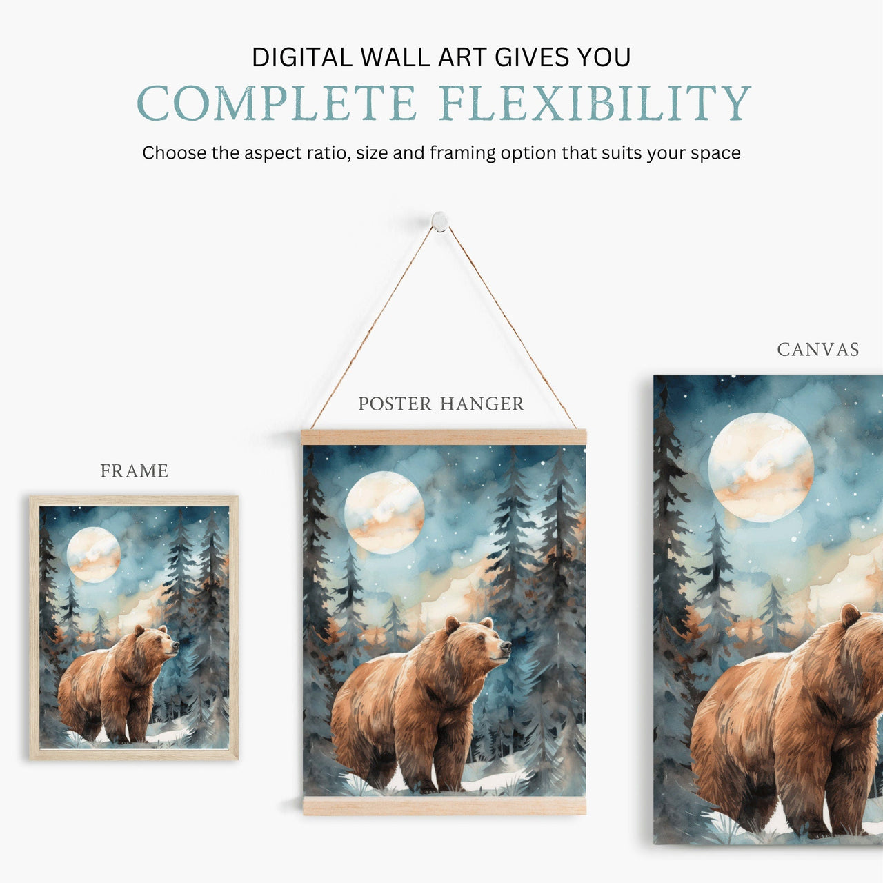 Brown Bear Wall Art – Animal Kids Room Decor