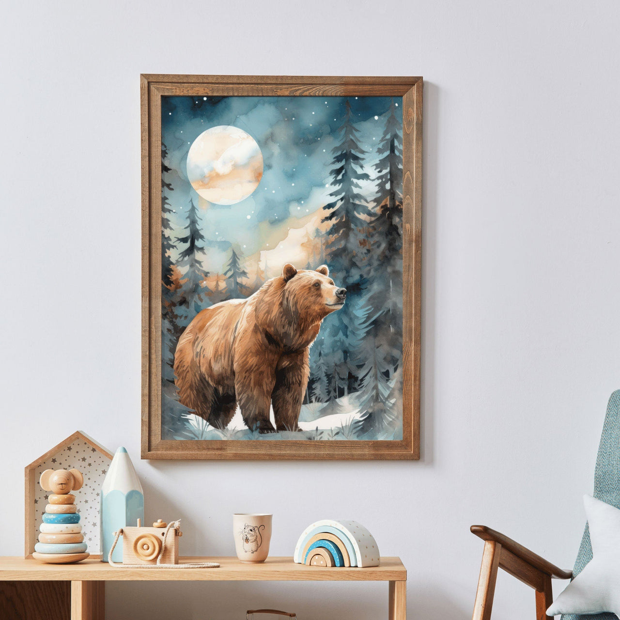 Brown Bear Wall Art – Animal Kids Room Decor