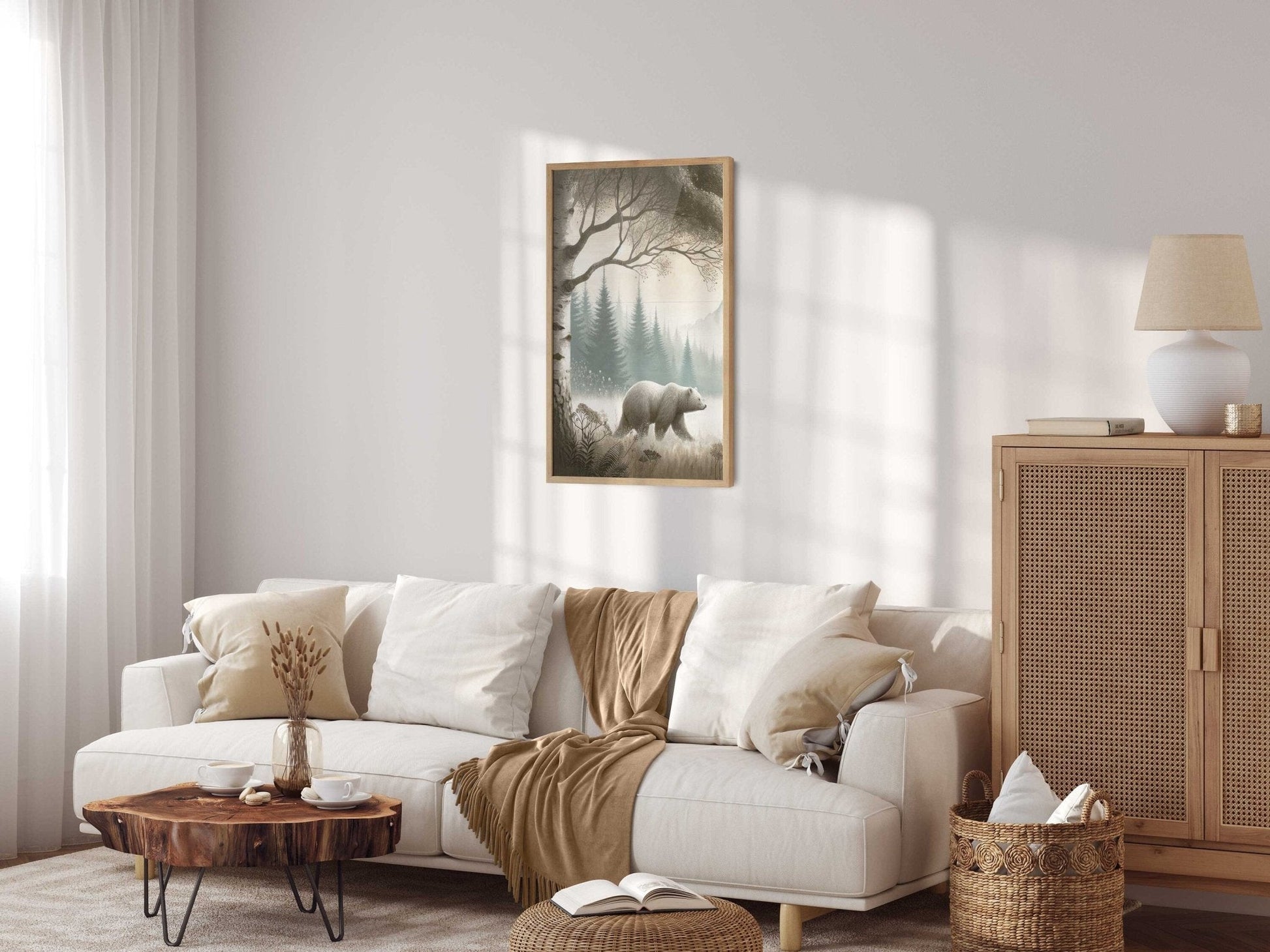 Bear Print, Rustic Nature Wall Decor, Vintage Animal Art - WildfieldPrints