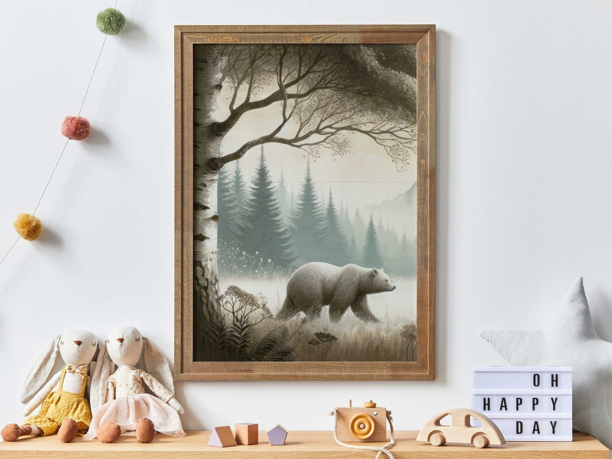 Bear Print, Rustic Nature Wall Decor, Vintage Animal Art - WildfieldPrints