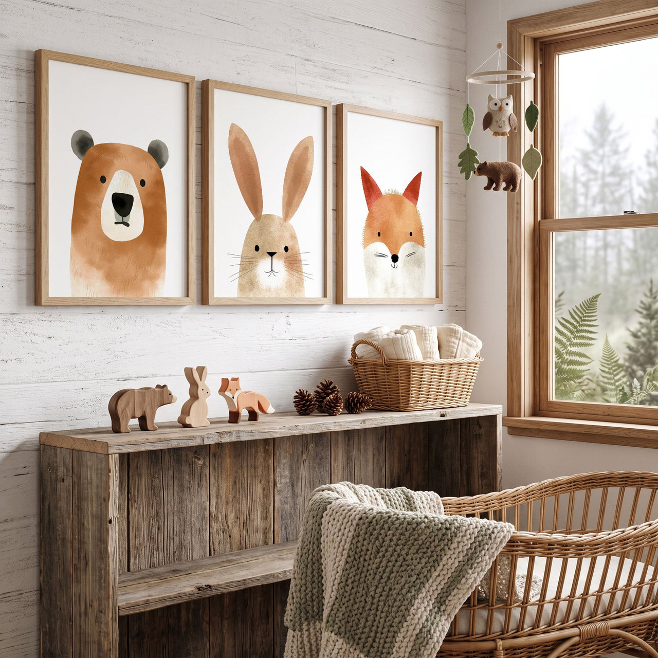Bear Wall Art – Animal Nursery Print • Set of 3
