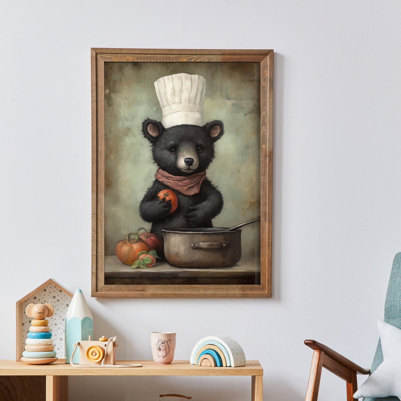 Black Bear Wall Art – Animal Nursery Print