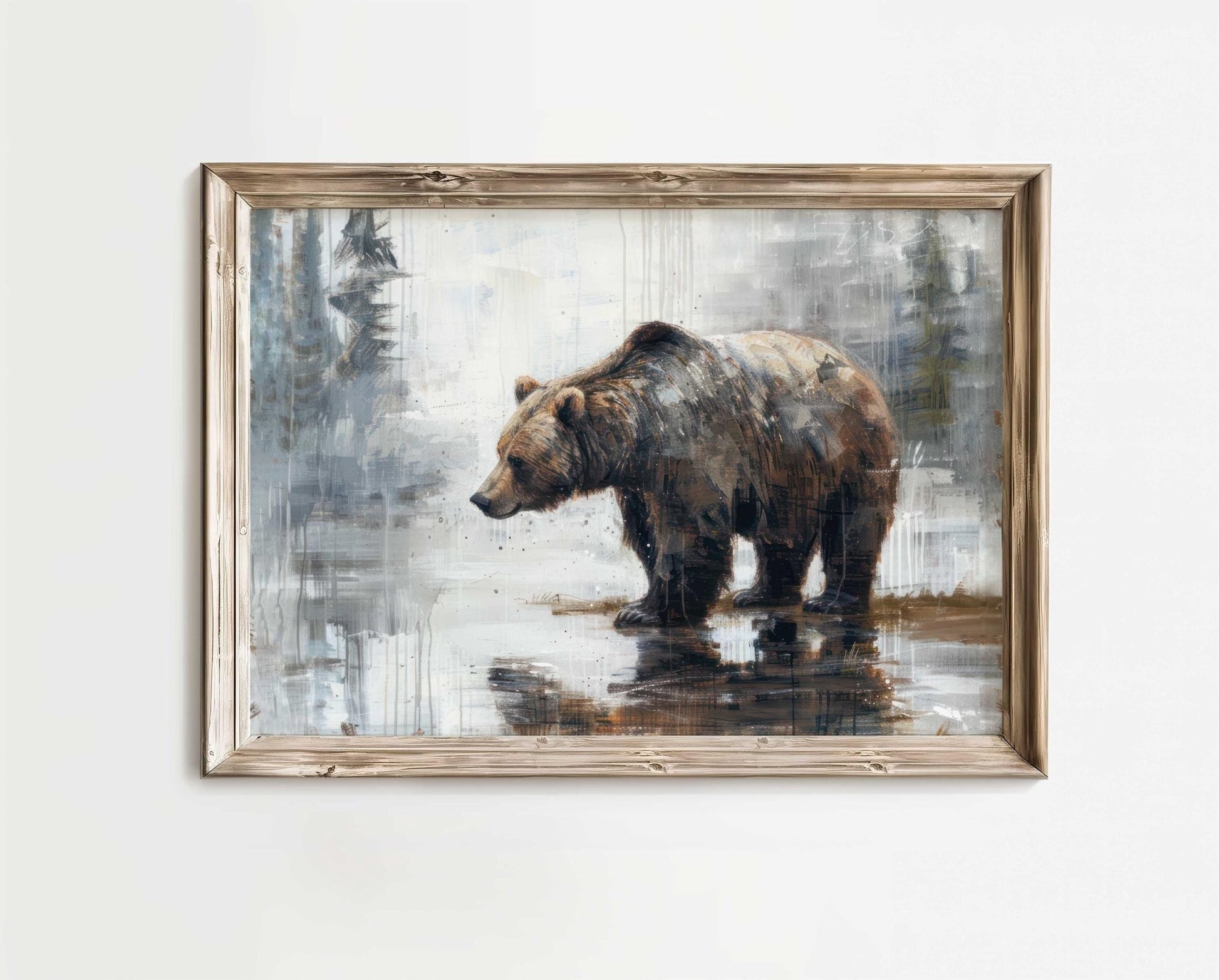 Bear Wall Art, Brown Bear Print, Rustic Forest Decor, Woodland Nursery - WildfieldPrints