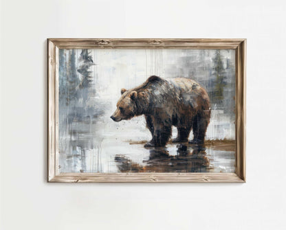 Bear Wall Art, Brown Bear Print, Rustic Forest Decor, Woodland Nursery - WildfieldPrints