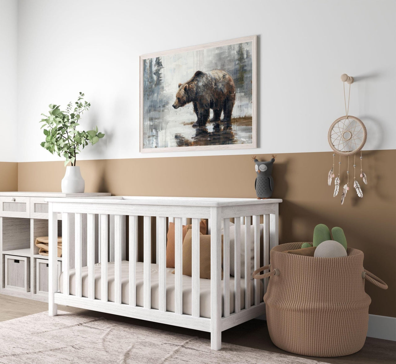 Brown Bear Wall Art – Woodland Nursery Print