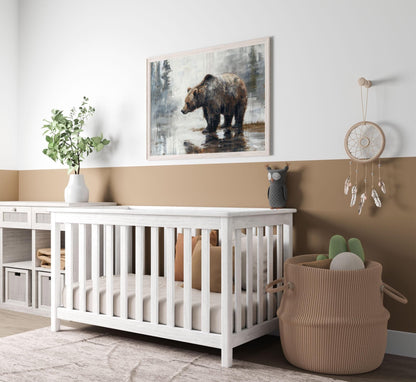 Bear Wall Art, Brown Bear Print, Rustic Forest Decor, Woodland Nursery - WildfieldPrints