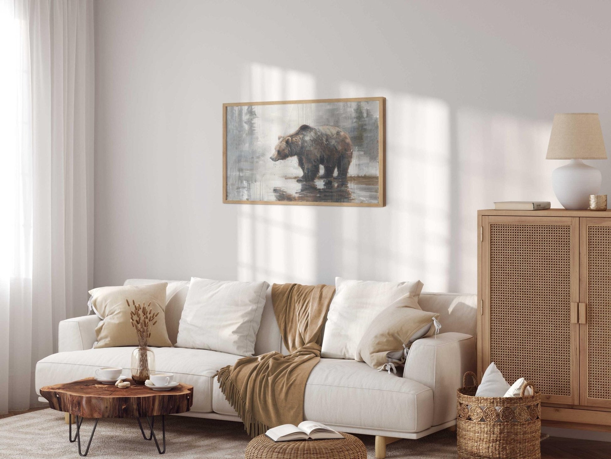 Bear Wall Art, Brown Bear Print, Rustic Forest Decor, Woodland Nursery - WildfieldPrints