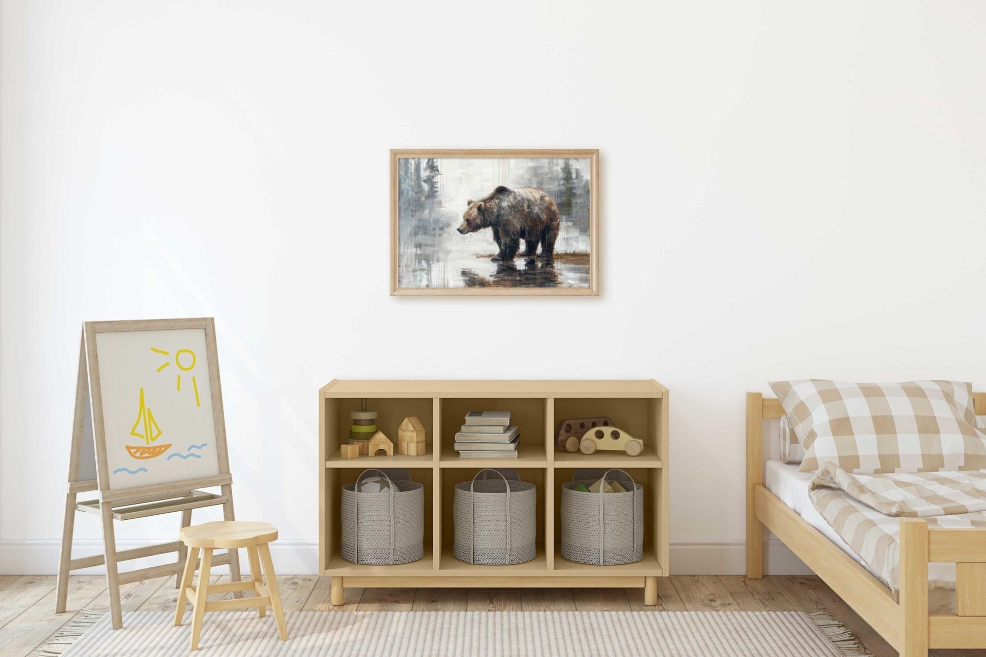 Bear Wall Art, Brown Bear Print, Rustic Forest Decor, Woodland Nursery - WildfieldPrints