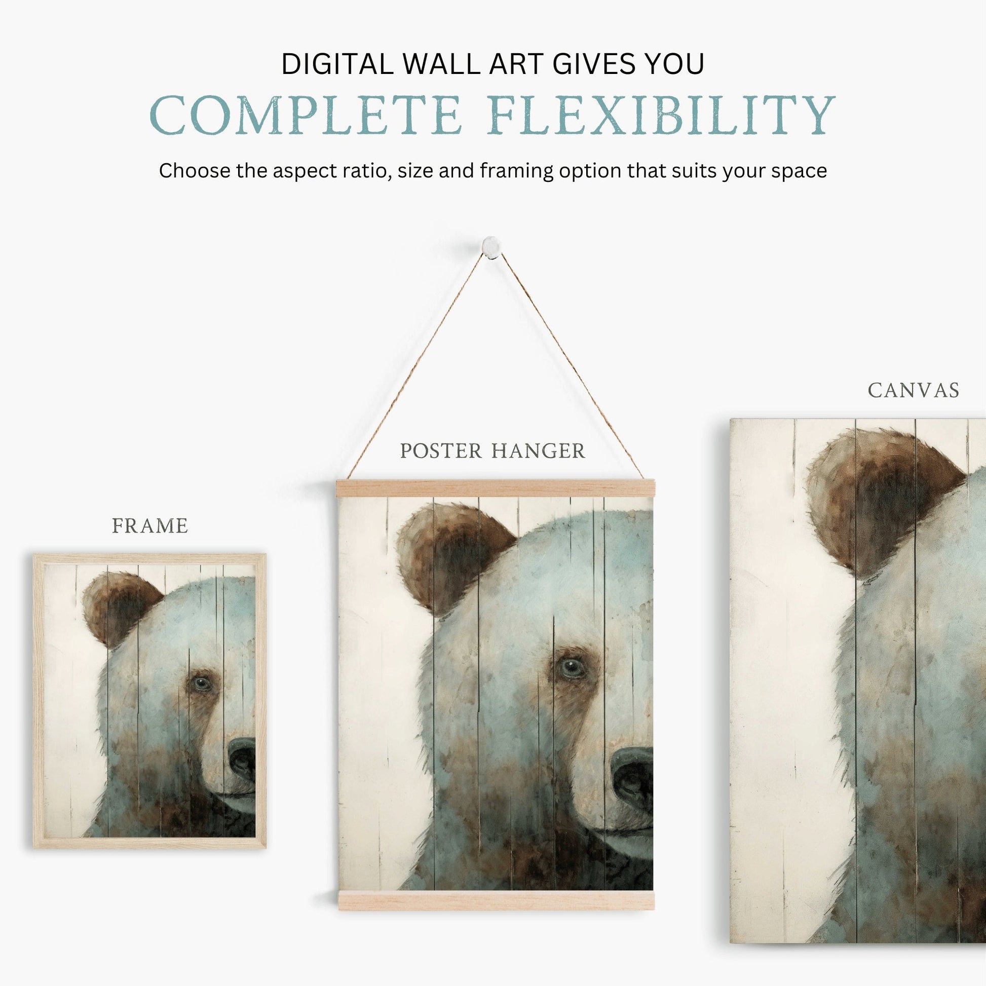 Bear Wall Art, Rustic Animal Print, Nursery Decor - WildfieldPrints