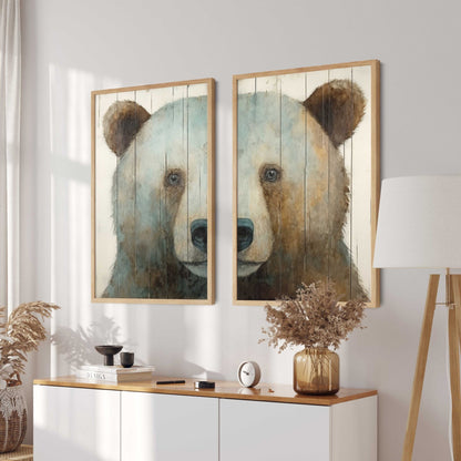 Bear Wall Art, Rustic Animal Print, Nursery Decor - WildfieldPrints