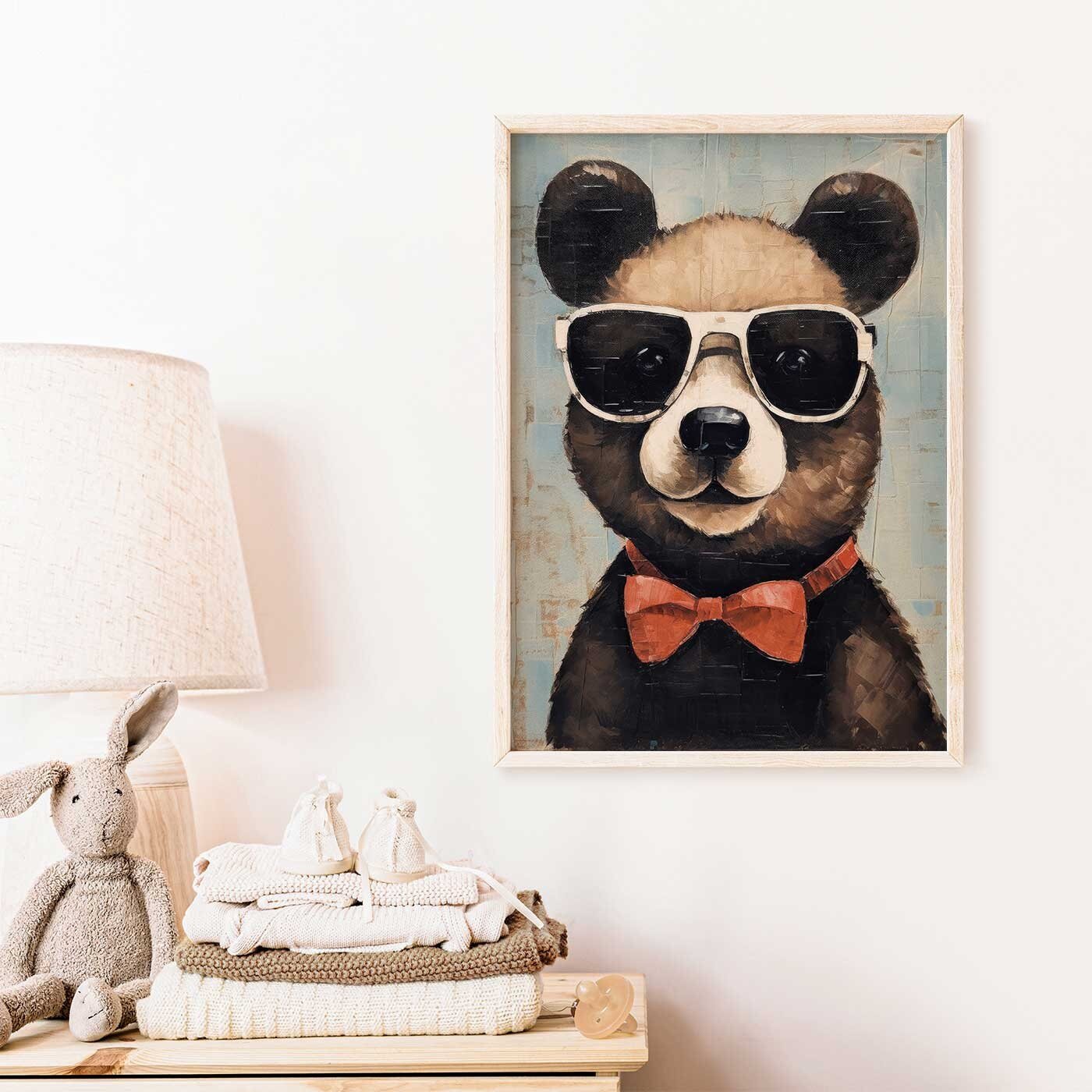 Bear Wall Art, Vintage Animal Print, Funny Toddler Decor - WildfieldPrints