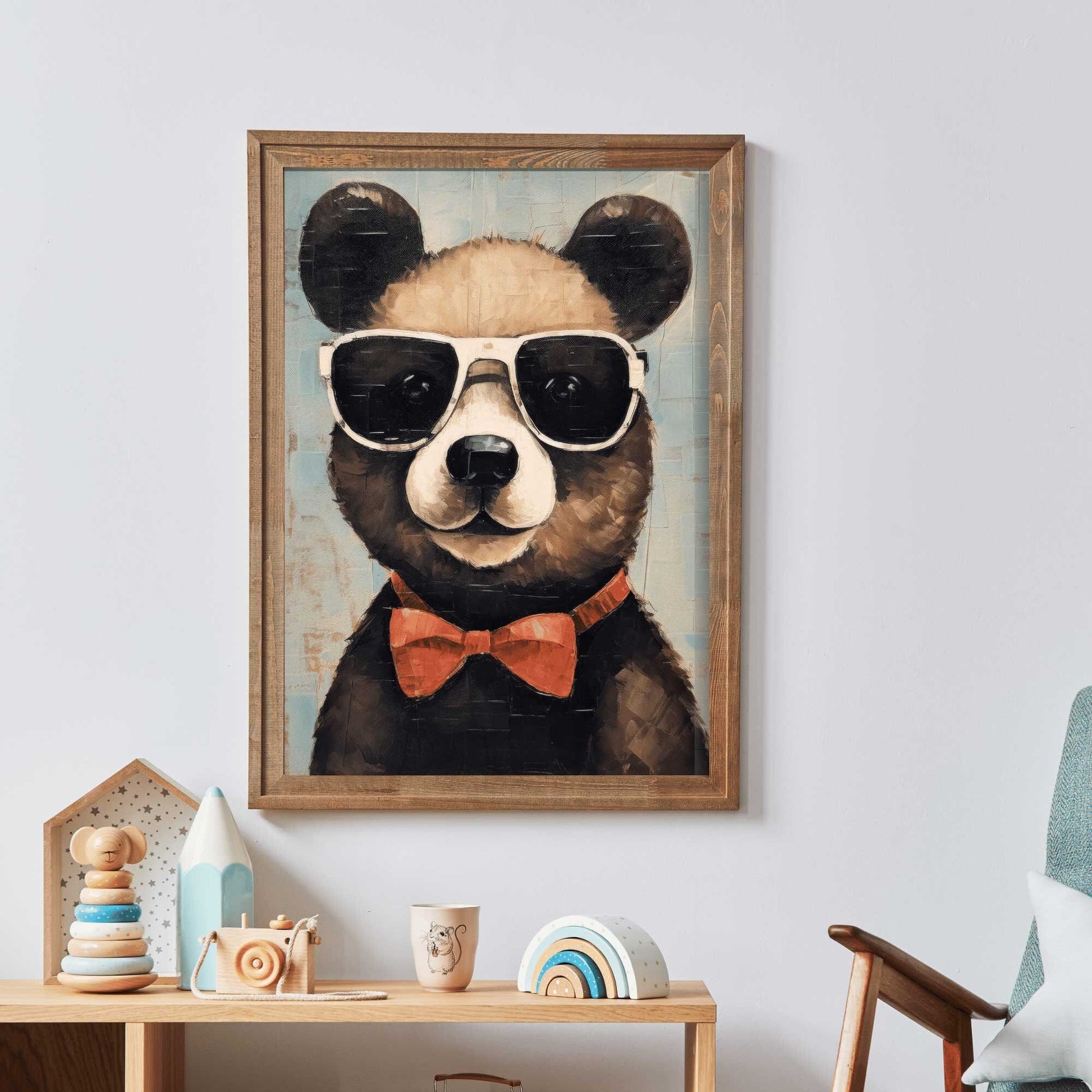 Bear Wall Art, Vintage Animal Print, Funny Toddler Decor - WildfieldPrints