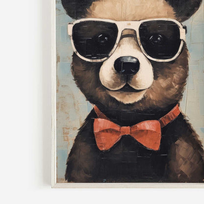Bear Wall Art, Vintage Animal Print, Funny Toddler Decor - WildfieldPrints