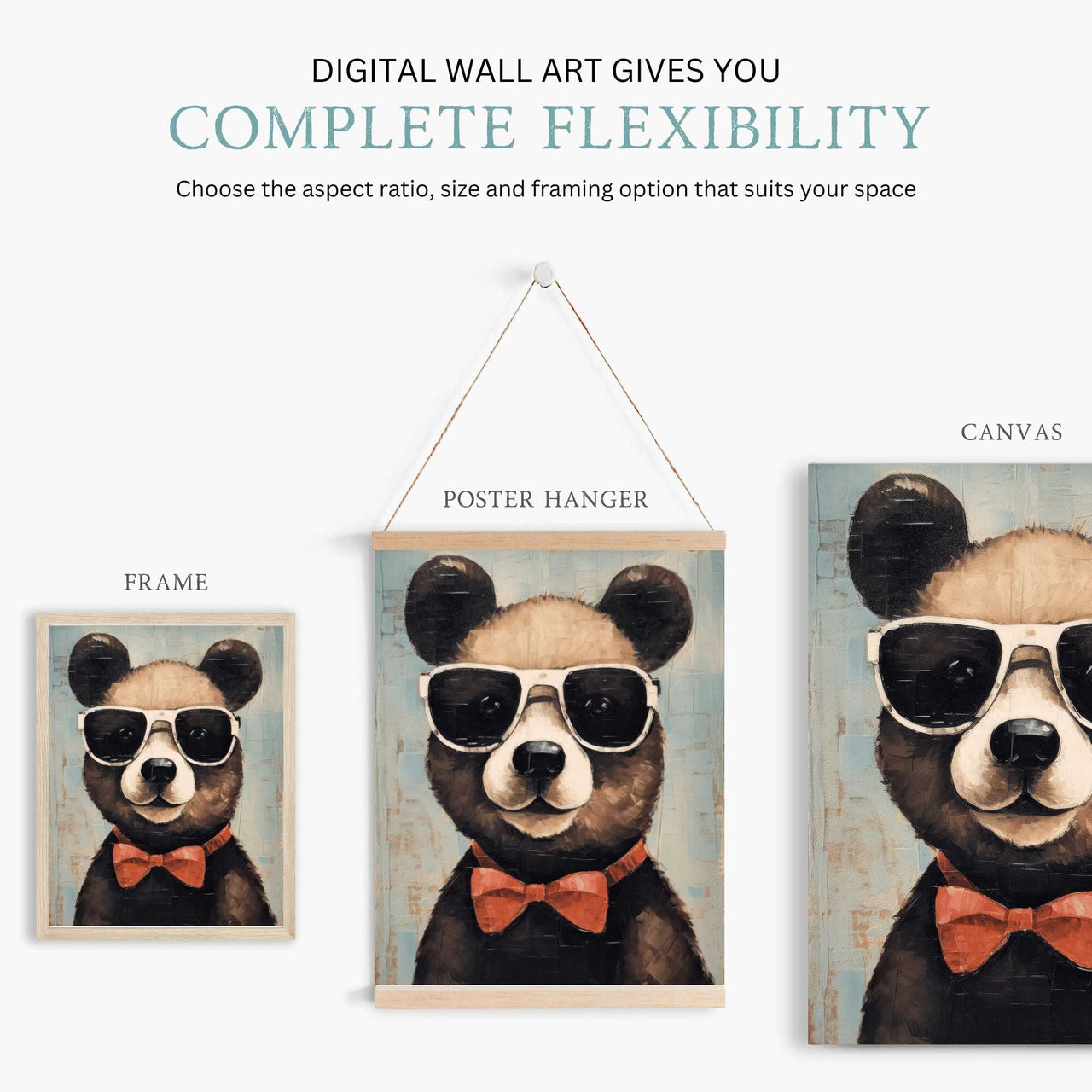 Bear Wall Art – Animal Boys Room Print