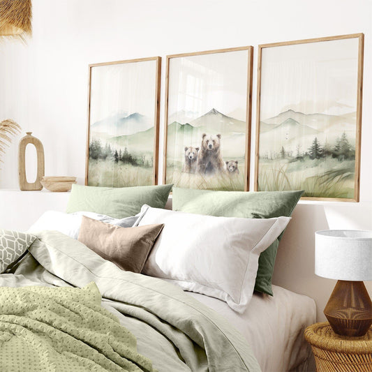 Bear Watercolor Art, Woodland Animal Prints, Nature - Inspired Decor - WildfieldPrints