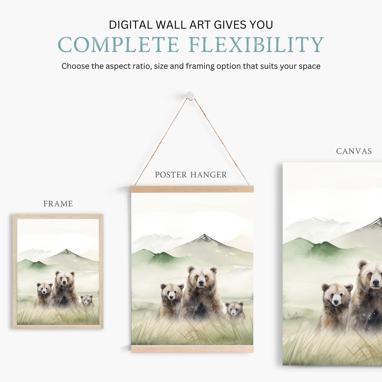 Bear Watercolor Wall Art – Woodland Nursery Print