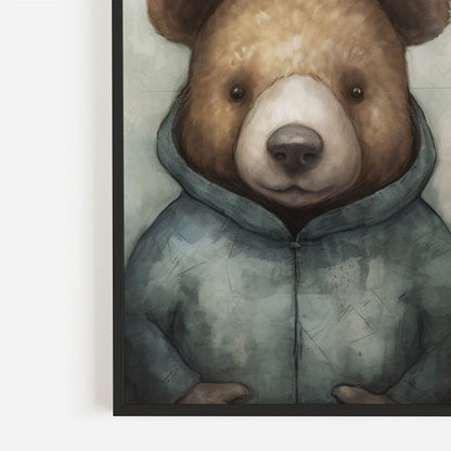 Bears Wearing Clothes, Woodland Nursery Wall Art, Vintage Room Decor - WildfieldPrints
