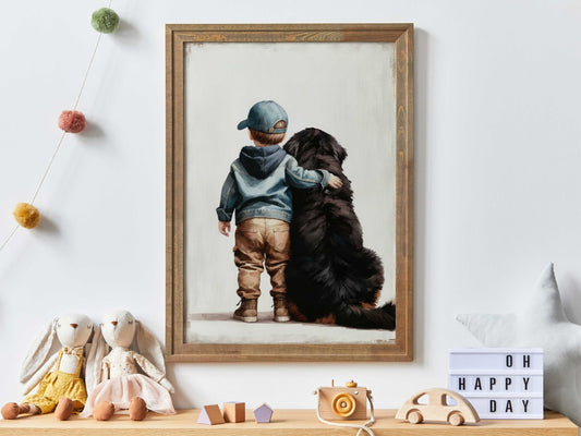 Bernese Mountain Dog Art, Boy's Room Decor, Toddler Wall Print - WildfieldPrints