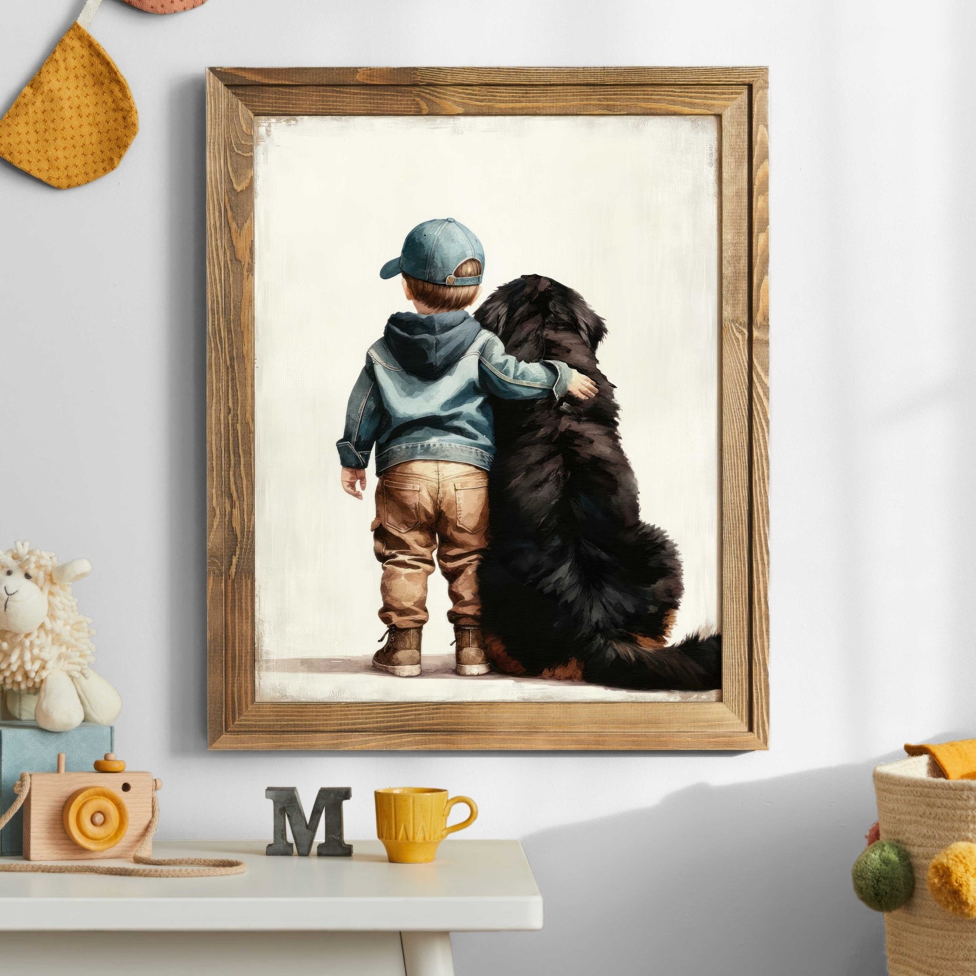 Bernese Mountain Dog Art, Boy's Room Decor, Toddler Wall Print - WildfieldPrints