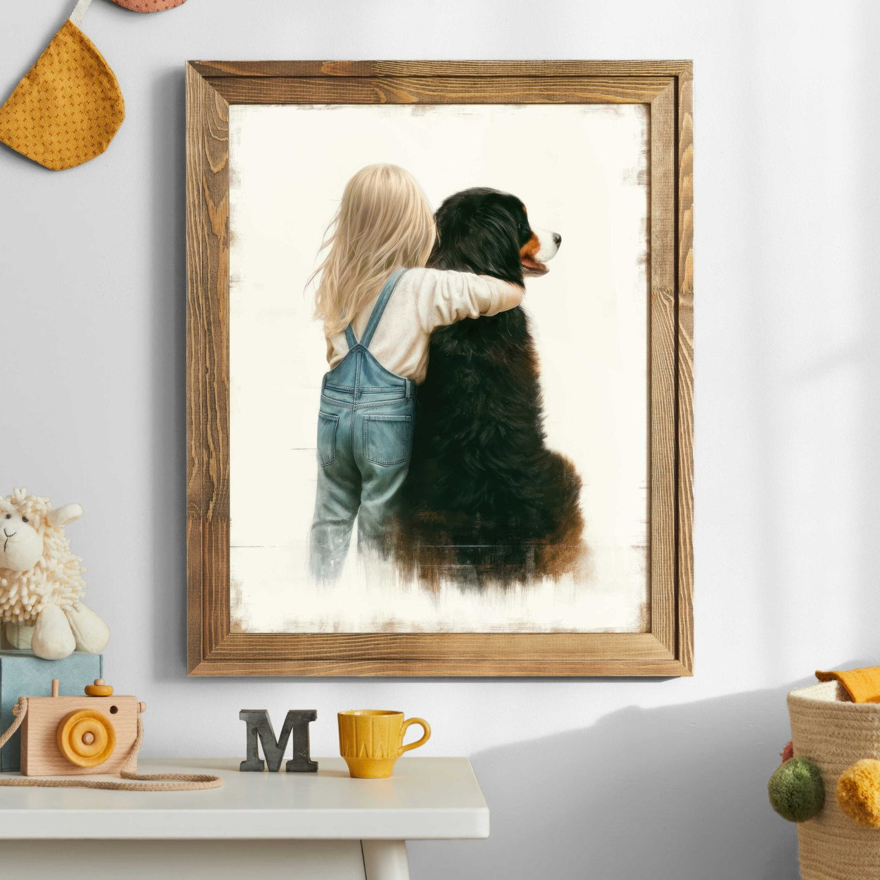 Bernese Mountain Dog Wall Art – Animal Nursery Print for Girls