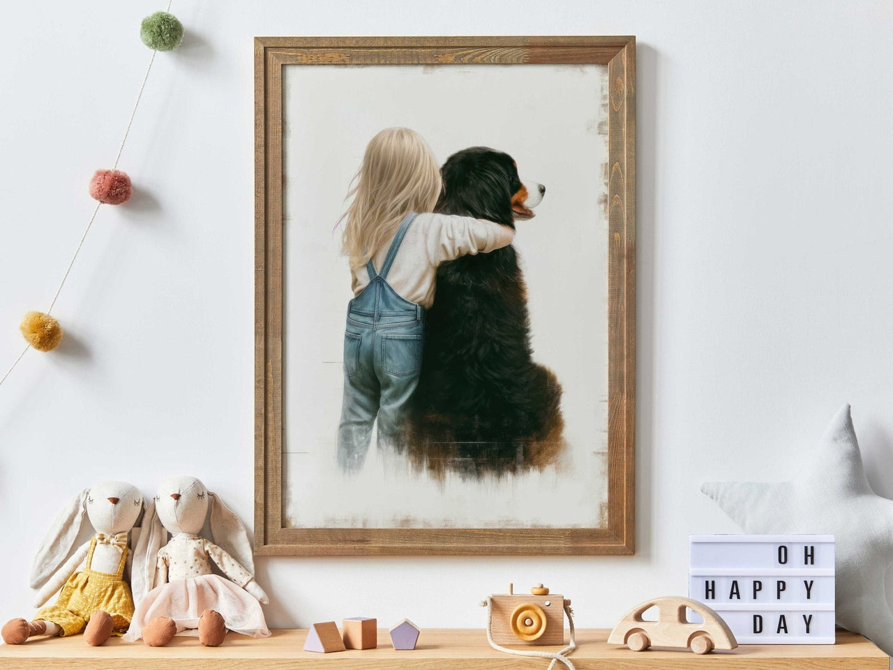 Bernese Mountain Dog Wall Art – Animal Nursery Print for Girls