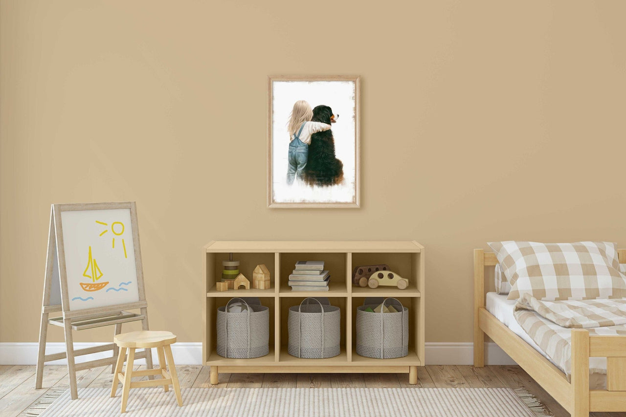 Bernese Mountain Dog Wall Art – Animal Nursery Print for Girls