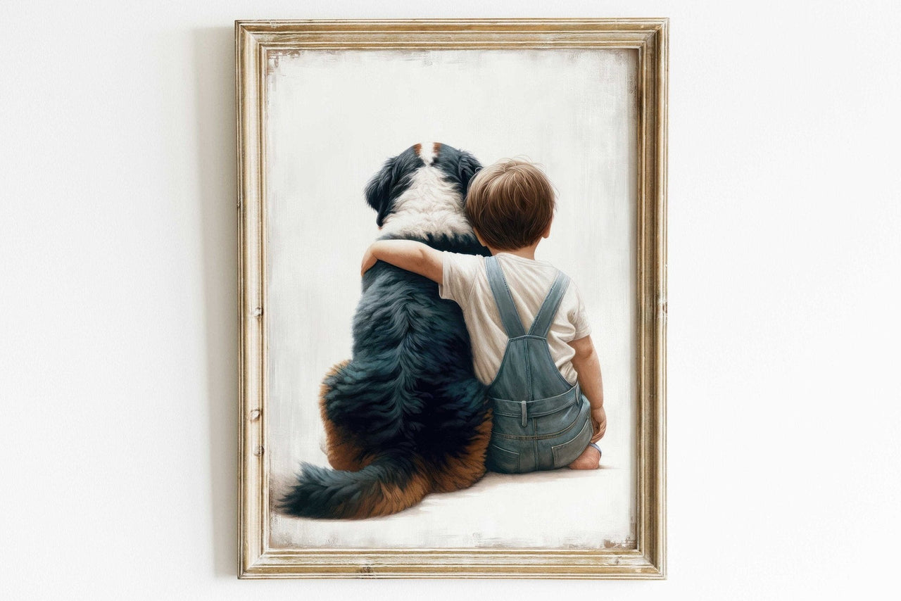 Bernese Mountain Dog Wall Art – Animal Boys Nursery Print