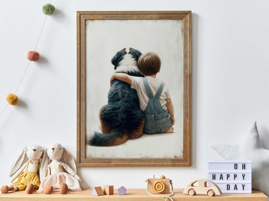 Bernese Mountain Dog Print, Toddler Room Decor, Boys Nursery Art - WildfieldPrints