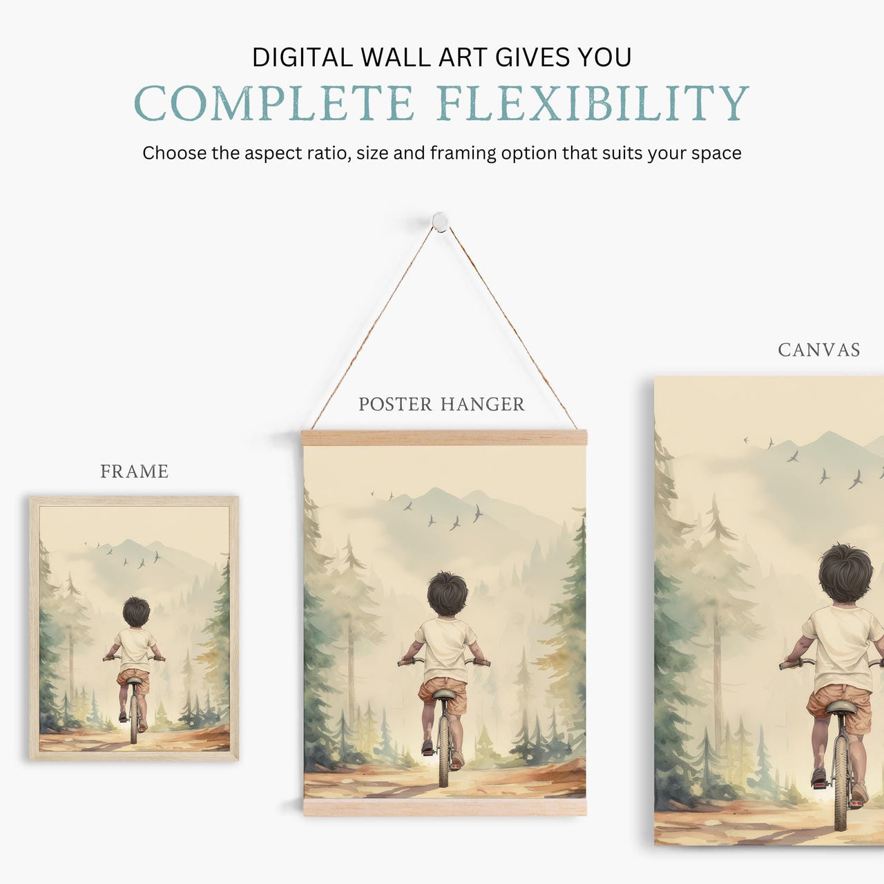 Mountain Bike Wall Art – Adventure Boys Room Print