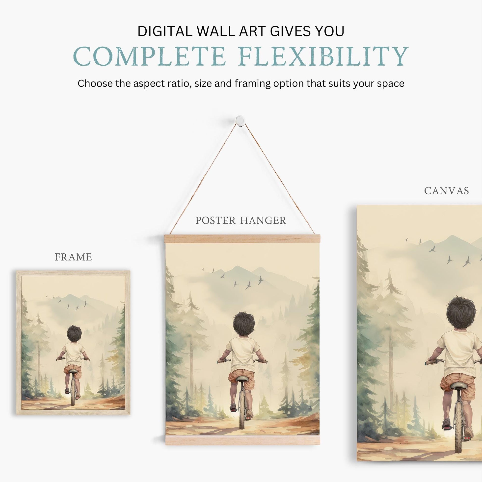 Biking Art Print, Mountain Bike Decor, Adventure Wall Art for Boys - WildfieldPrints
