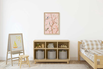 Bird Nursery Wall Art, Colorful Bedroom Decor, Tree and Farmhouse Design - WildfieldPrints