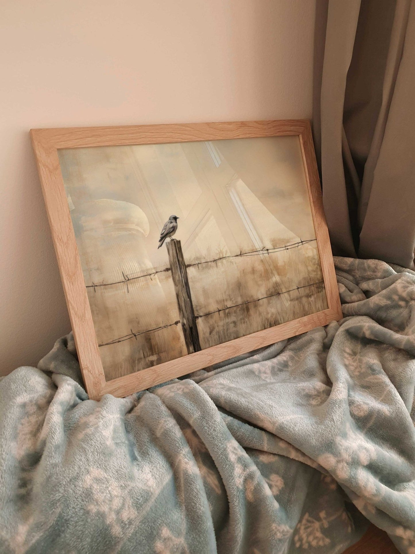 Bird Wall Art, Rustic Animal Painting, Countryside Decor - WildfieldPrints