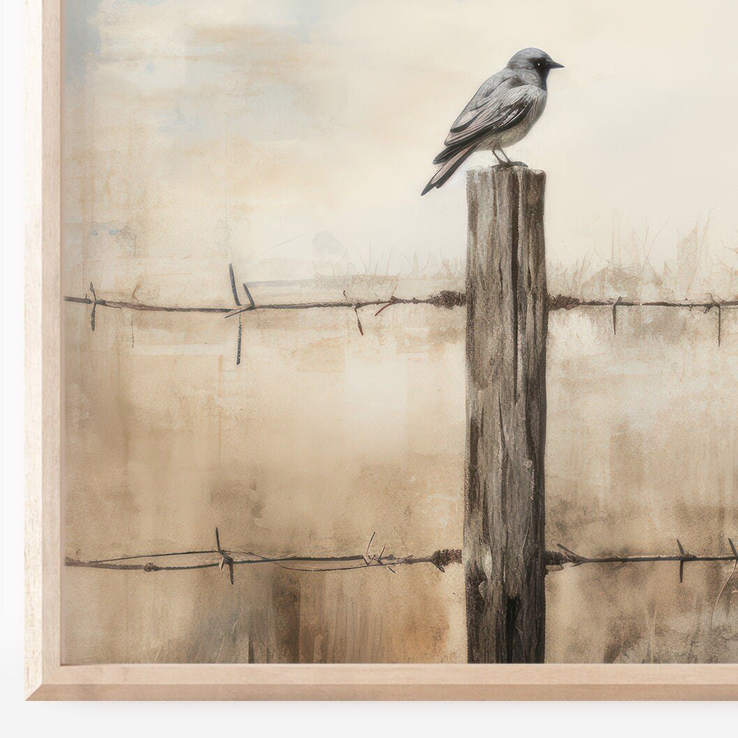 Bird Wall Art, Rustic Animal Painting, Countryside Decor - WildfieldPrints