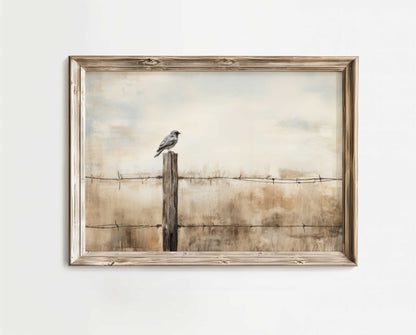 Bird Wall Art, Rustic Animal Painting, Countryside Decor - WildfieldPrints