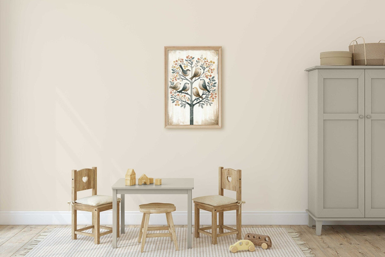Whimsical Bird Wall Art – Nature Girls Room Decor