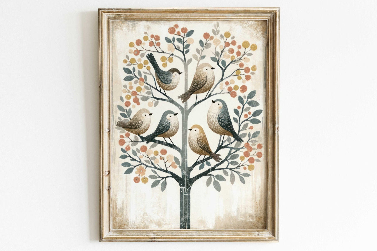 Whimsical Bird Wall Art – Nature Girls Room Decor