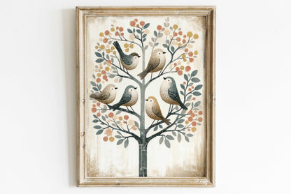 Bird Wall Art, Vintage Rustic Decor, Whimsical Nature Prints - WildfieldPrints