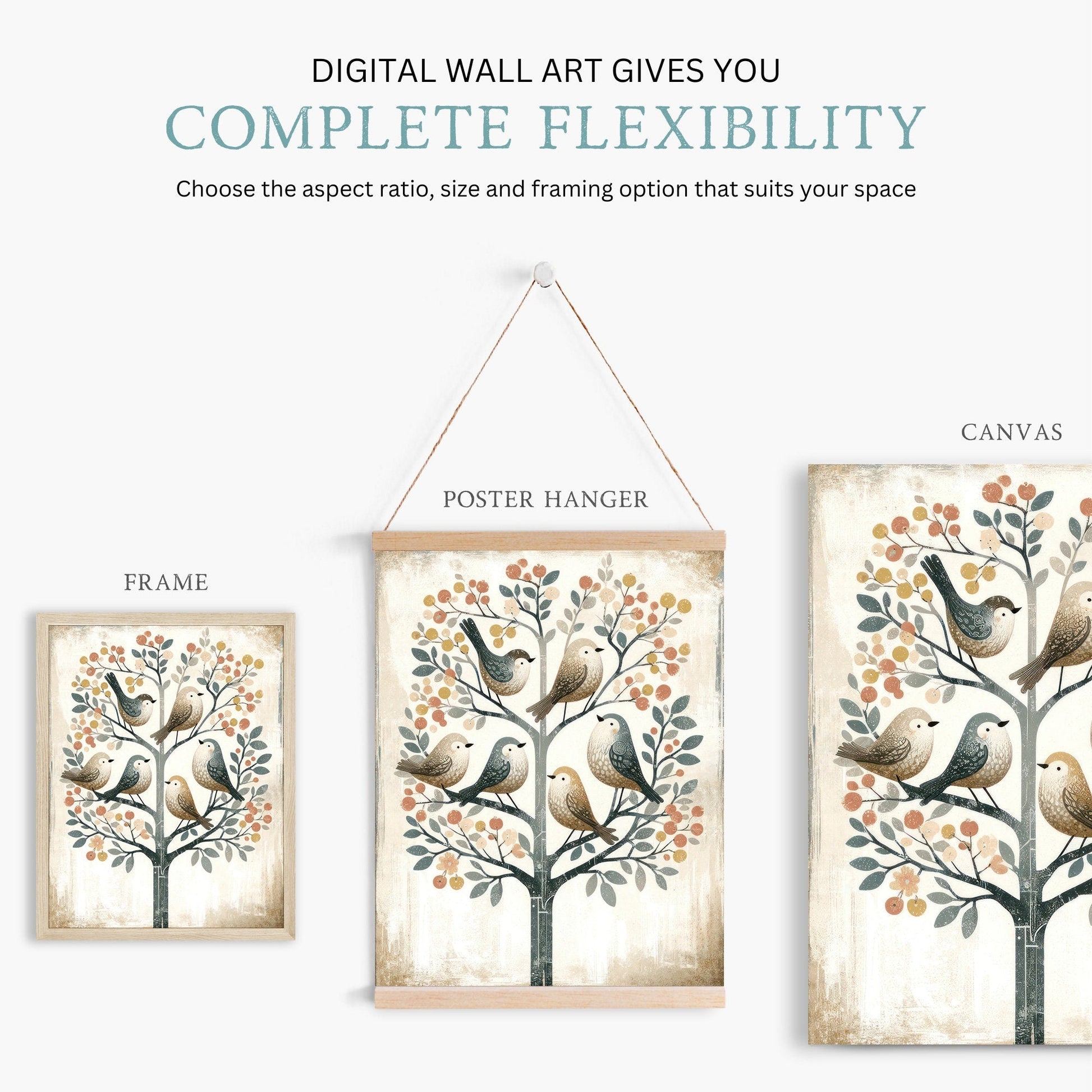 Bird Wall Art, Vintage Rustic Decor, Whimsical Nature Prints - WildfieldPrints