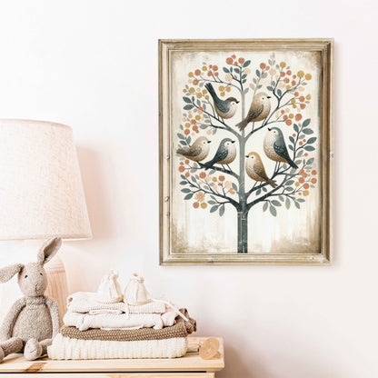 Bird Wall Art, Vintage Rustic Decor, Whimsical Nature Prints - WildfieldPrints